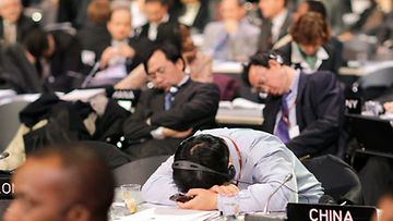 Kööpenhamina ilmastokokous YK-kokous osanottaja nukahti. EPA