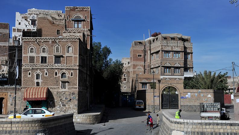 Katukuvaa Jemenin pääkaupungin Sanaan vanhassakaupungissa. 