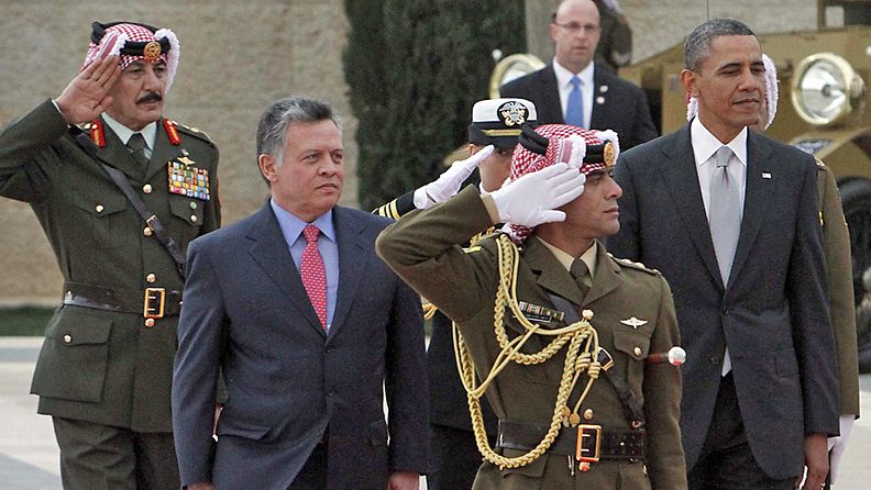 Yhdysvaltain presidentti Barack Obama saapui iltapäivällä Jordaniaan, jossa hän tapasi kuningas Abdullah II:n.  
