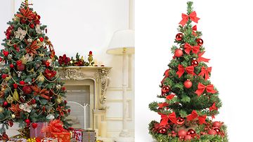 Koristele kuusi punaisilla joulukoristeilla. Kuvat: Shutterstock