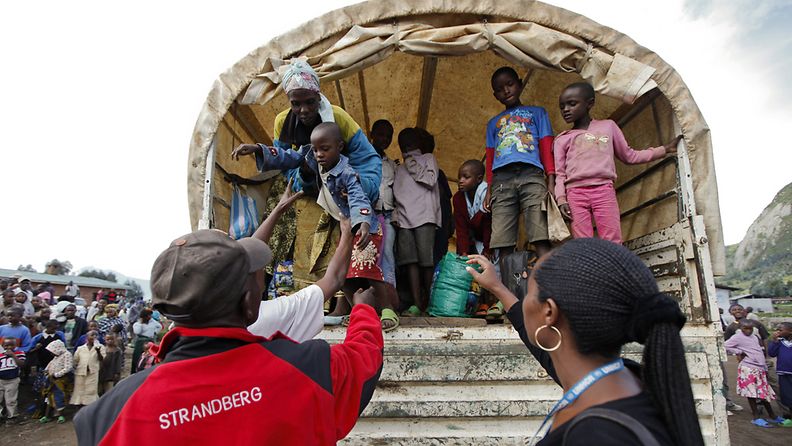 Kongolaisia pakolaisia saapui Nkamiran kauttakulkuleirille Ruandassa 12. toukokuuta 2012.
