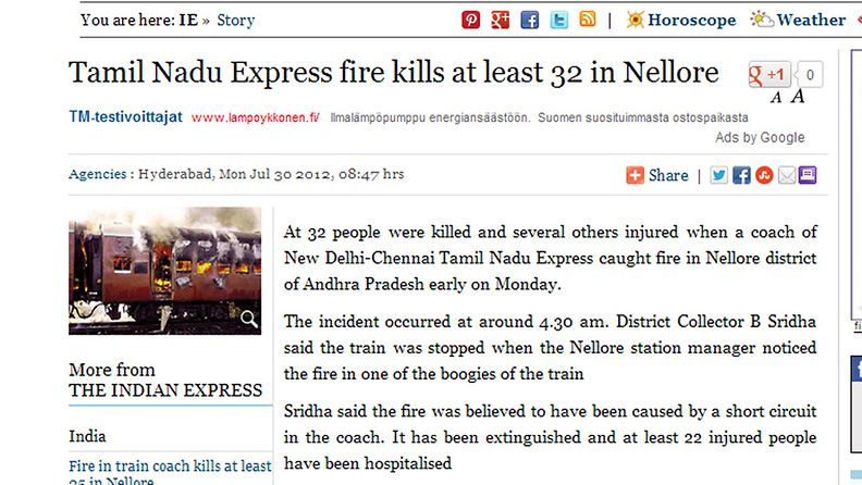 kuvakaappaus Indian Express