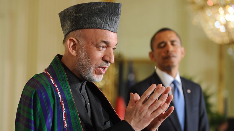 Yhdysvaltain presidentti Barack Obama ja Afganistanin presidentti Hamid Karzai tapasivat Washingtonissa 15.3.2012.
