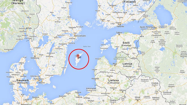 Gotlanti kartta. Kuva Google Mapsista