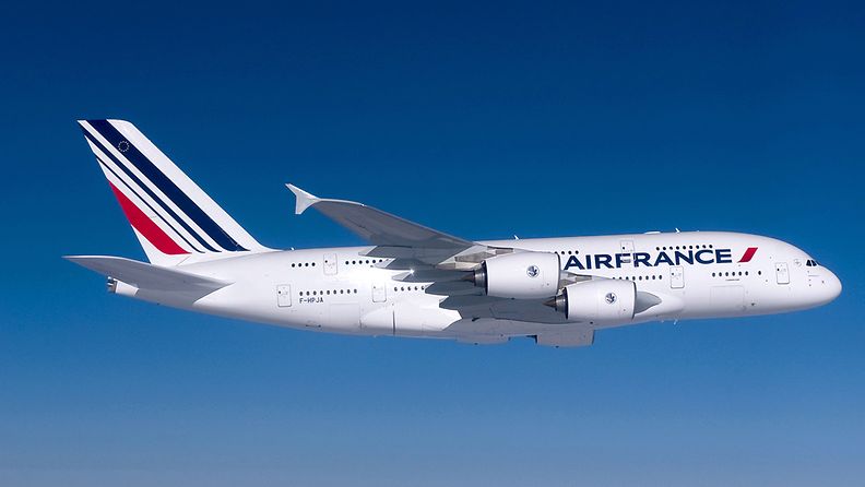 Arkistokuva: Air France -lentoyhtiön Airbus 380 -kone.