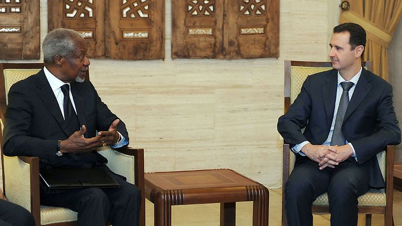 YK:n ja Arabiliiton yhteinen Syyrian-erityislähettiläs Kofi Annan tapasi Damaskoksessa Syyrian presidentin Bashar al-Assadin.