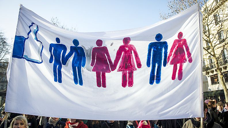 Mielenosoitus homolain puolesta Pariisissa 27.1.2013. 