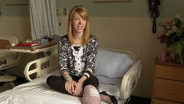 Tanssinopettaja Adrianne Haslet menetti jalkansa Bostonin maratoniskussa.
