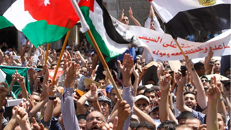 Muslimiveljeskunnan kannattajat ovat osoittaneet tänään mieltään myös Jordanian Ammanissa.