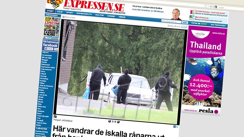 Kuvakaappaus ruotsalaisen iltapäivälehden Expressenin nettisivuilta.