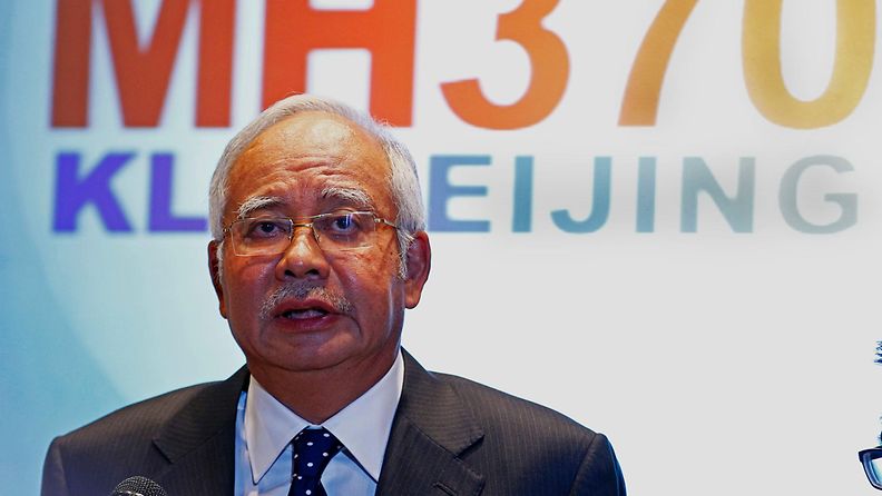 Malesian pääministeri Najib Razak kertoi tietoja kadonneesta matkustajakoneesta 15.3.2014.