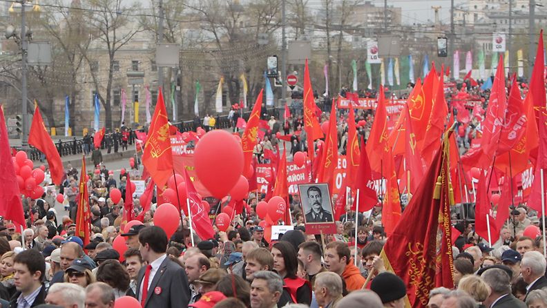 Kommunismin kannattajien vappumarssi Moskovassa 1.5.2011.