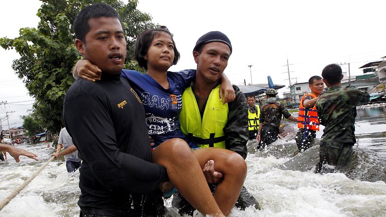 Tulvat koettelevat Thaimaata lokakuussa Bangkokissa.