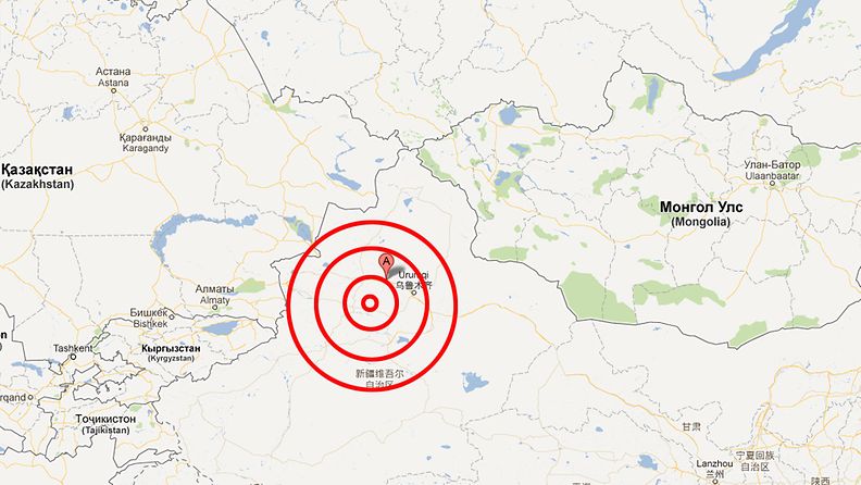 Maanjäristys Kiinassa Xinjiangin maakunnassa 30.6.2011.