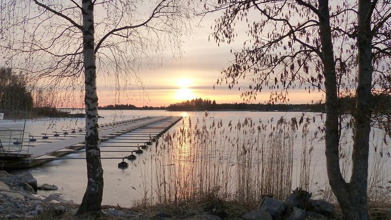 Ilta-aurinko Vaasan Palosaarella 4. huhtikuuta 2014. Lukijan kuva: Matti Hietala