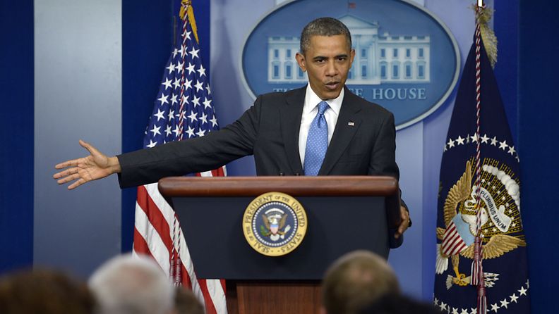 Presidentti Barack Obama vastasi toimittajien kysymyksiin tiedotustilaisuudessa 30.4.2013. Obama kertoi Yhdysvalloilla olevan todisteita kemiallisten aseiden käytöstä Syyriassa.
