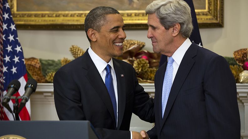 Presidentti Barack Obama nimitti John Kerryn uudeksi ulkoministeriksi Valkoisessa talossa Washingtonissa.