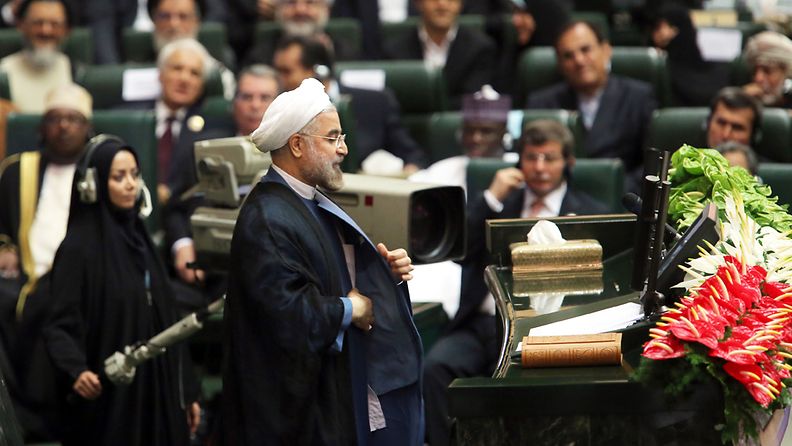 Hasan Ruhani piti puheen vannottuaan valansa nelivuotiselle presidenttikaudelleen.