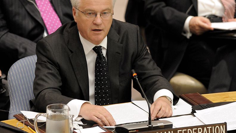 Vitaly Churkin, Russia's Permanent Representative to the U.N., speaks following a United Nations Security Council vote on new sanctions against Iran at United Nations headquarters in New York, New York, USA on 09 June 2010.