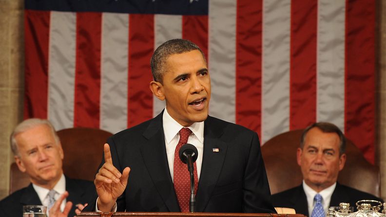 Barack Obama piti linjapuheensa 24.1.2012. Kuva: EPA