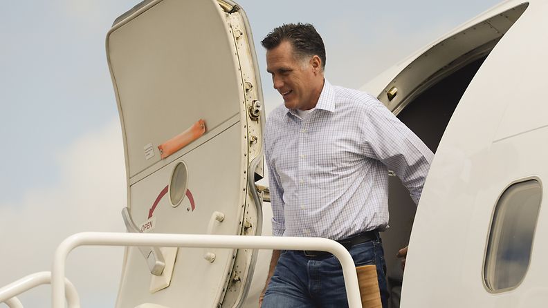 Republikaanien presidenttiehdokas Mitt Romney saapui Floridan Tampaan 28. elokuuta 2012.