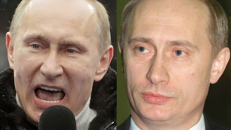 Vladimir Putin vuosina 2012 ja 1998.