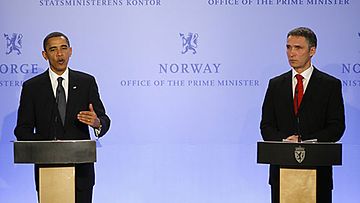 Yhdysvaltain presidentti Barack Obama on saanut Oslossa Nobelin rauhanpalkinnon 10.12.2009. (Kuva: EPA) 