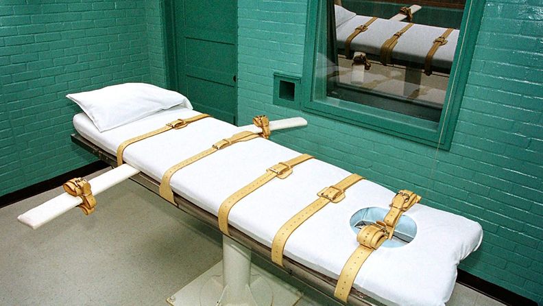 An undated file photo from they year 2000 shows the death chamber inside the Huntsville Unit in Huntsville, Texas. The chamber is where the State of Texas executes prisoners by lethal injection. 