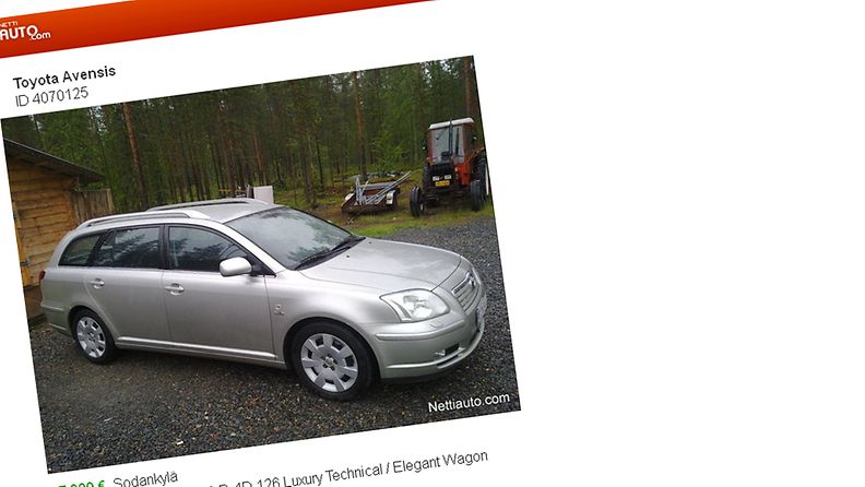 Sodankylässä 18.6.2012 tapahtuneesta ampumavälikohtauksesta poistuneet miehet käyttivät tätä nettiauto.com-sivustolla myynnissä olevaa autoa pakoautonaan. Kuvakaappaus nettiauto.com-sivun myynti-ilmoituksesta.