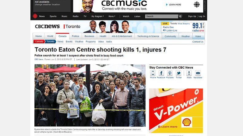 Kuvakaappaus CBC Newsin nettisivuilta.
