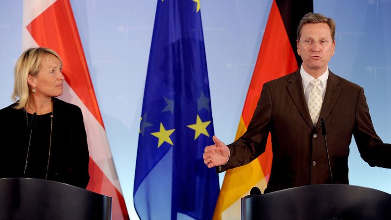 Tanskan ulkoministeri Lene Espersen ja Saksan ulkoministeri  Guido Westerwelle Berliinissä 15.6.2011.