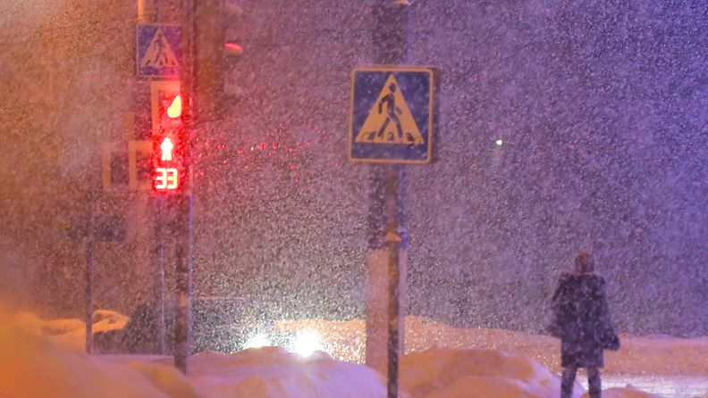 Sankka lumisade aiheutti ongelmia liikenteelle Moskovan lähellä Podolskissa 25. maaliskuuta 2013.