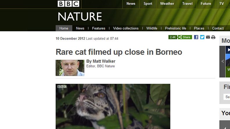 Kuvakaappaus BBC Naturen sivuilta. 