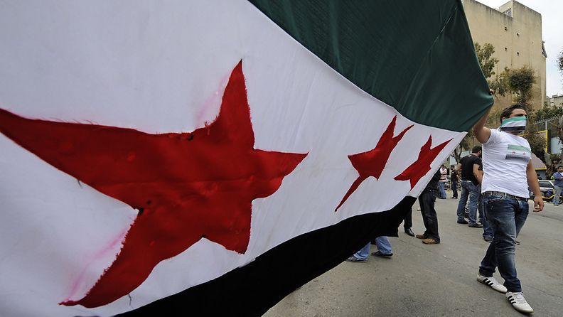 Bashar al-Assadin vastustajat osoittivat mieltään Beirutissa toukokuussa 2012.