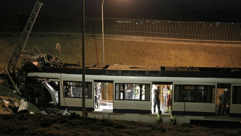 A subway train crashed at Loranca train depot in Madrid, Spain, 07 August 2012. Two persons died in the accident and two were injured.