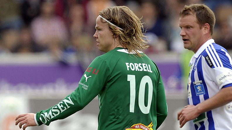 Petteri Forsell ja Teemu Tainio IFK-HJK-ottelussa 2013. 