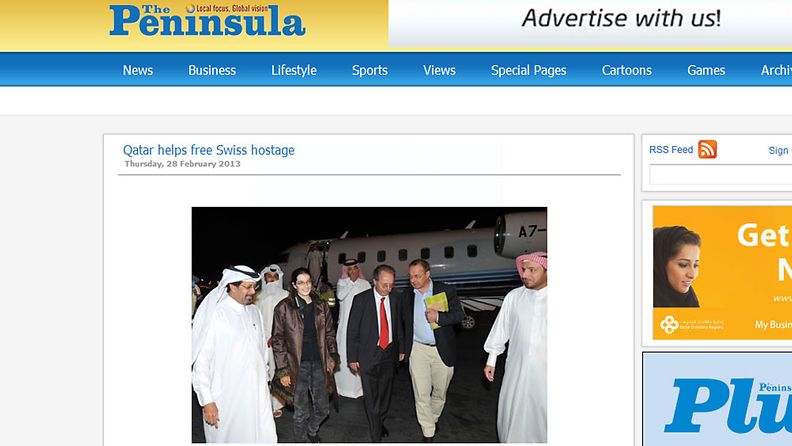 Kuvakaappaus Peninsula Qatarin verkkosivulta. 