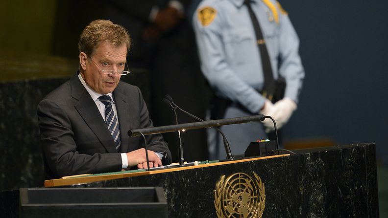 Sauli Niinistö puhui YK:n päämajassa 24. syyskuuta 2012.