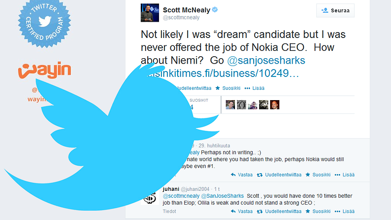 Twitter Nokia toimitusjohtaja