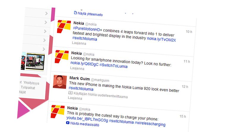 Kuvakaappaus Nokian Twitter-sivuilta.