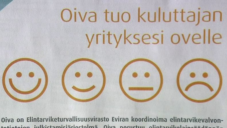 Eviran Oiva-arvosanat kuvataan neliportaisen hymynaama-asteikon perusteella. Oivallinen, hyvä, korjattavaa ja huono. 