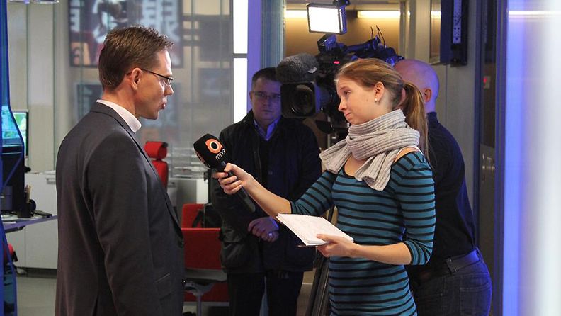 Pääministeri Jyrki Katainen MTV3 Uutisten haastattelussa 23. lokakuuta 2012.