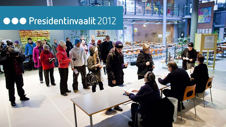 Herttoniemessä Helsingissä oli ruuhkaa presidentinvaalien ensimmäisen kierroksen äänestyspäivänä sunnuntaina 22. 