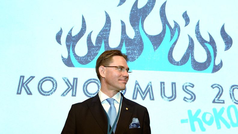 Pääminsteri Jyrki Katainen puoluekokouksen ensimmäisenä päivänä Sibeliustalossa Lahdessa perjantaina 13. kesäkuuta 2014.