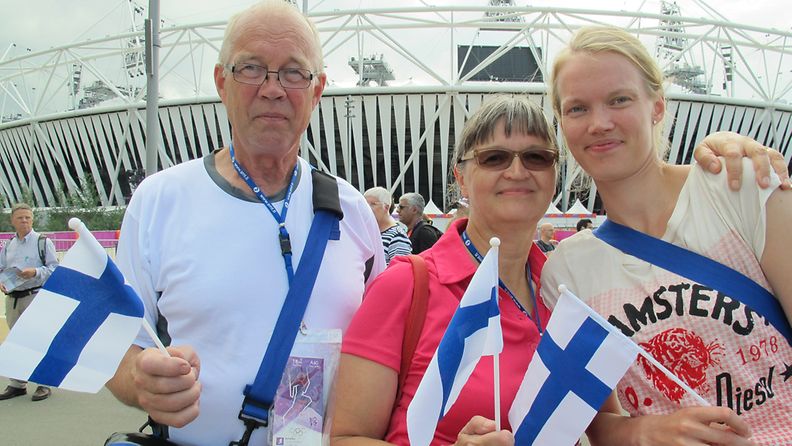 Martti, Tuulikki ja Kaisa Pulkkinen ovat tulleet Lontoon olympialaisiin nimenomaan keihään takia.
