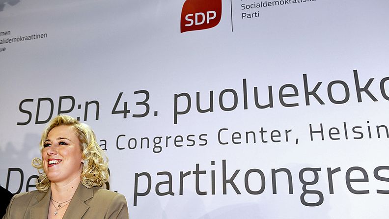 SDP:n puheenjohtaja Jutta Urpilainen SDP:n puoluekokouksessa, joka alkoi Helsingissä 24. toukokuuta 2012.