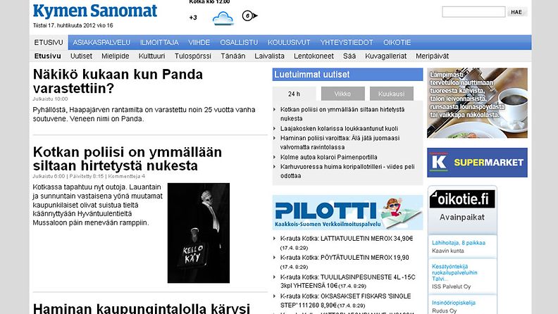 Kuvakaappaus kymensanomat.fi