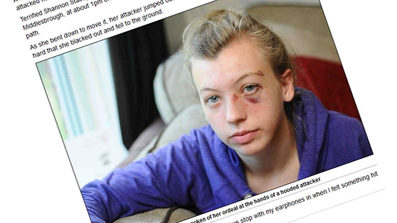 16-vuotias tyttö taisteli hyökkääjäänsä vastaan karatetaidoillaan. Kuvakaappaus Daily Mail -lehdestä