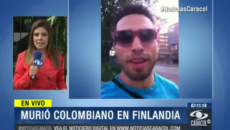 Helsinkiläisessä putkassa kuolleen kolumbialaisen kohtalosta kohu Kolumbiassa. Kuvakaappaus Noticias Caracol -sivustolta