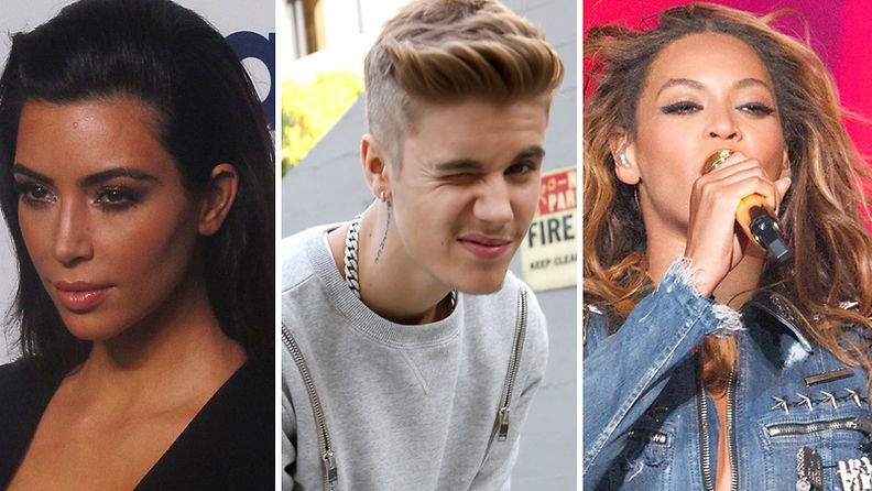Kim Kardashian, Justin Bieber ja Beyoncé Knowles kuuluvat Instagramin seuratuimpiin tähtiin.